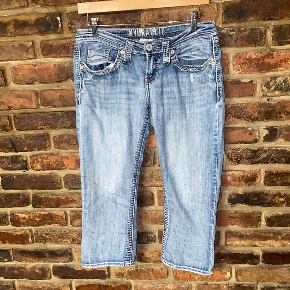 Hydraulic Jeans Hydraulic Light Wash Blue Denim Capri Cropped Jeans